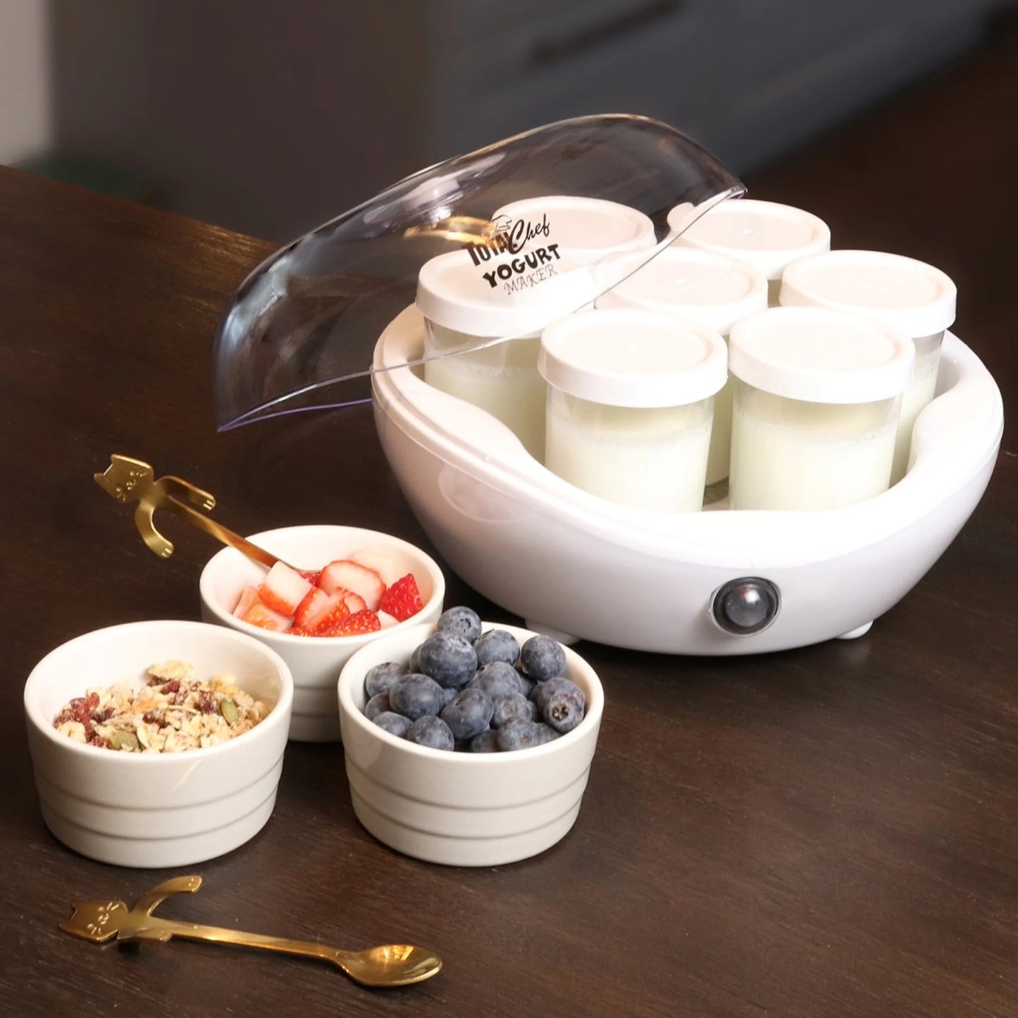 Yogurt Maker, 1L (1.1 Qt) with 7 Glass Jars and Lids, White
