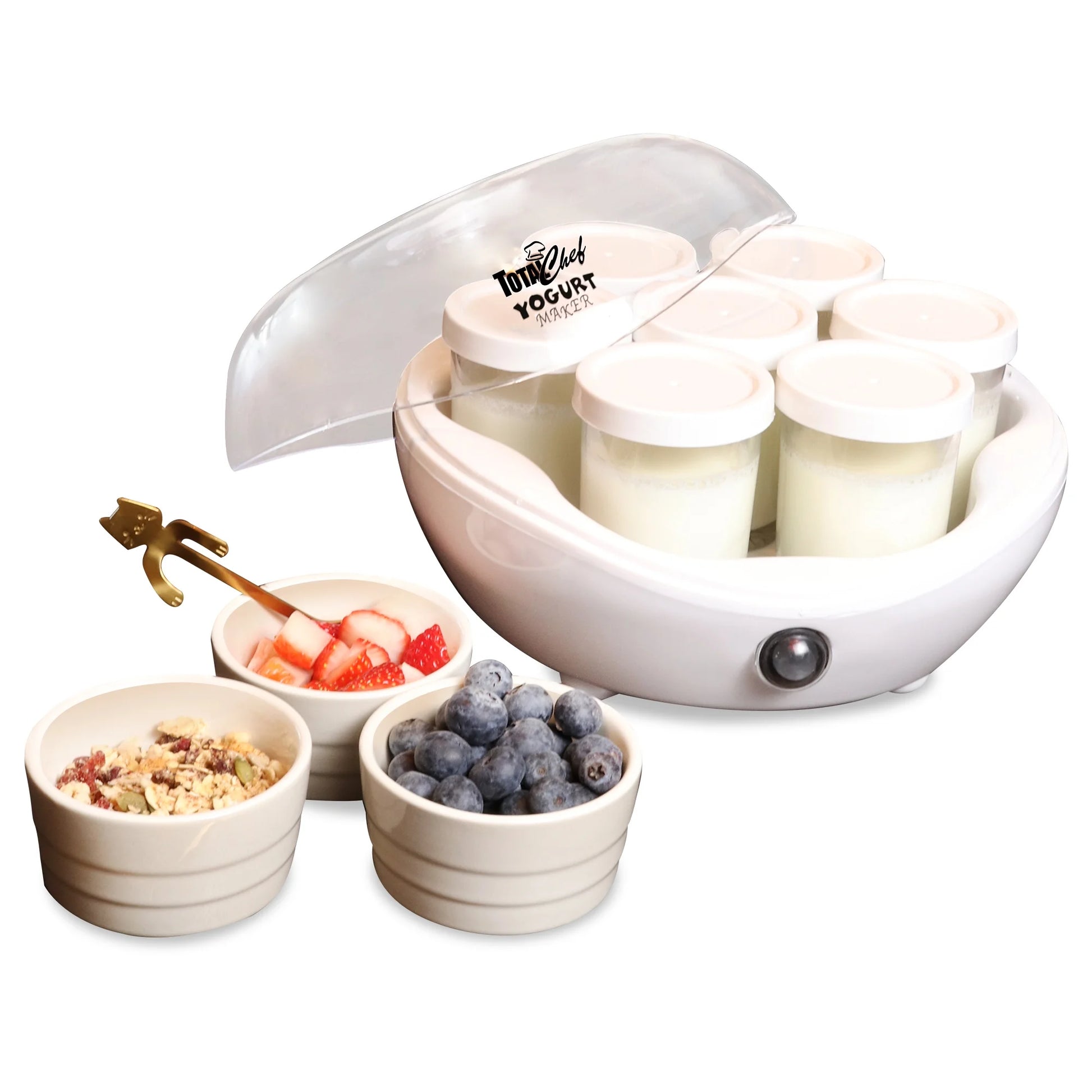 Yogurt Maker, 1L (1.1 Qt) with 7 Glass Jars and Lids, White