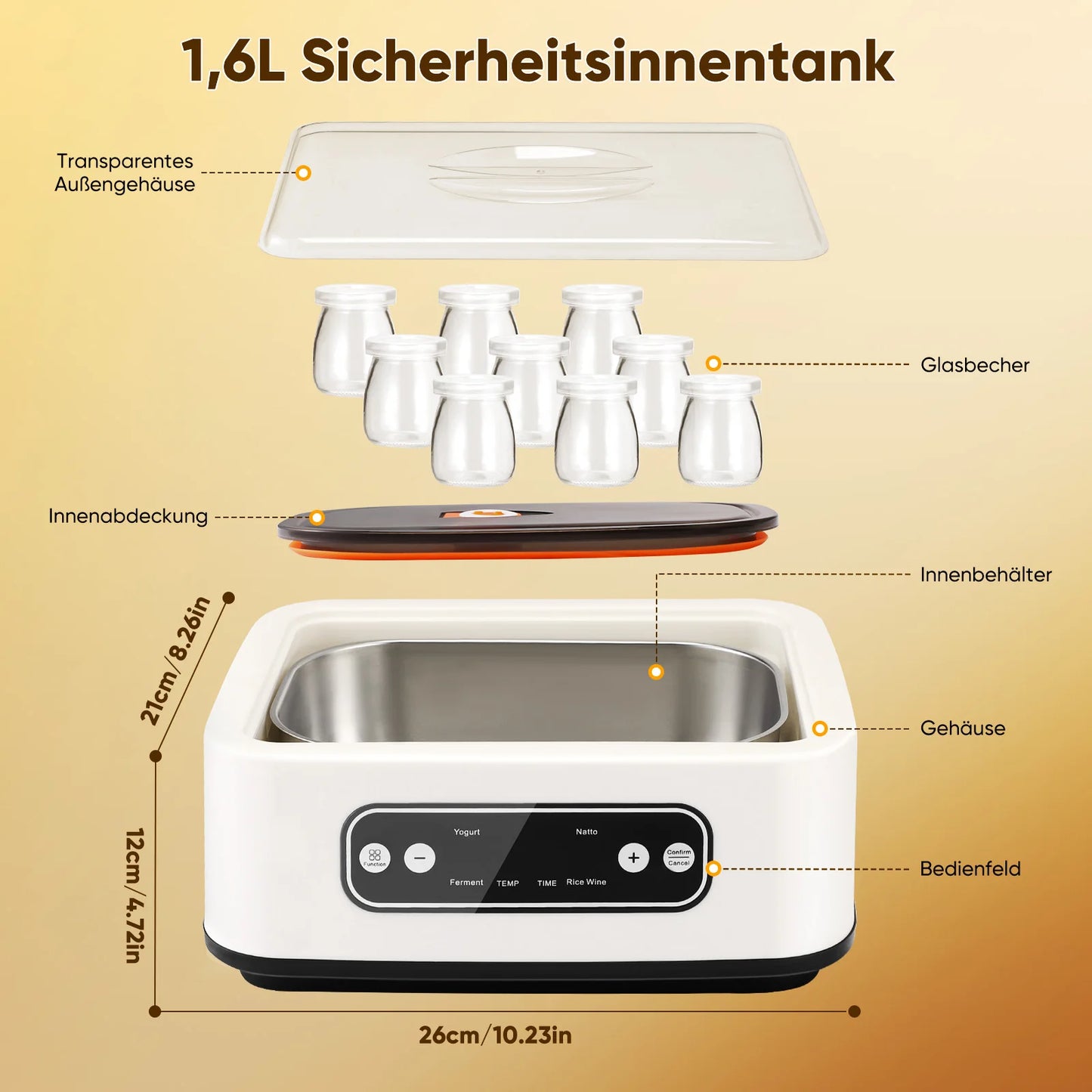 Large Capacity Automatic Yogurt Maker – 9 Cups Fermentation Machine